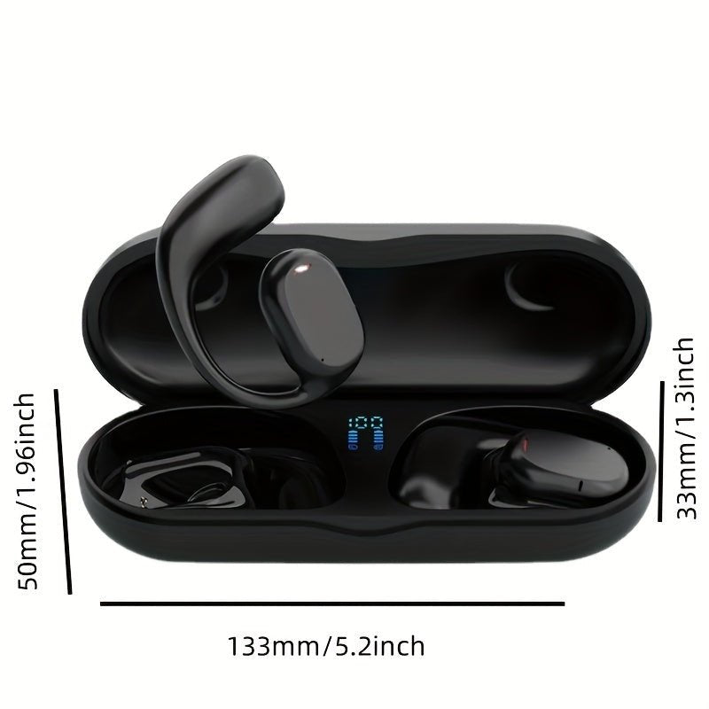 Wireless Headphones Stereo Open True Wireless OWS Earphones Outdoor Riding Running Sports Earclip Type Earbuds Touch Control Earbuds With Digital Display Charging Bin - AFFORDABLE QUALITY SHOP