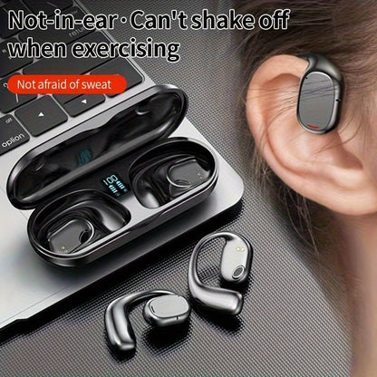 Wireless Headphones Stereo Open True Wireless OWS Earphones Outdoor Riding Running Sports Earclip Type Earbuds Touch Control Earbuds With Digital Display Charging Bin - AFFORDABLE QUALITY SHOP