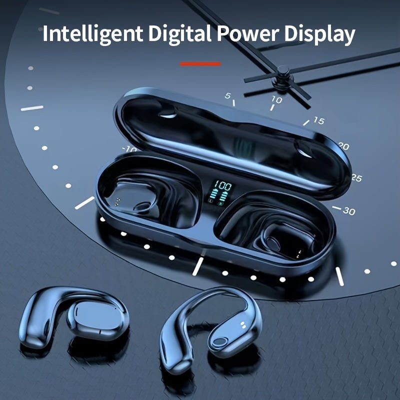 Wireless Headphones Stereo Open True Wireless OWS Earphones Outdoor Riding Running Sports Earclip Type Earbuds Touch Control Earbuds With Digital Display Charging Bin - AFFORDABLE QUALITY SHOP