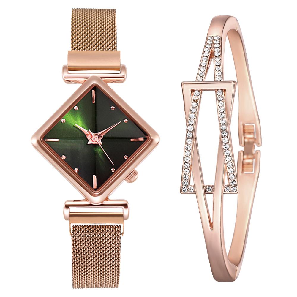 Women Square Watch Luxury Ladies Quartz Magnet Buckle Gradient Color Watches Relogio Feminino For Gift Clock - AFFORDABLE QUALITY SHOP