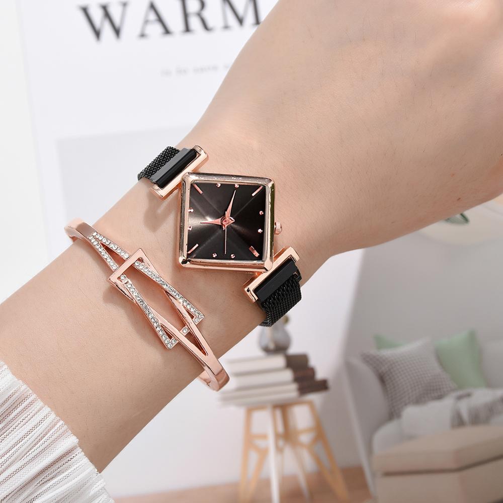 Women Square Watch Luxury Ladies Quartz Magnet Buckle Gradient Color Watches Relogio Feminino For Gift Clock - AFFORDABLE QUALITY SHOP