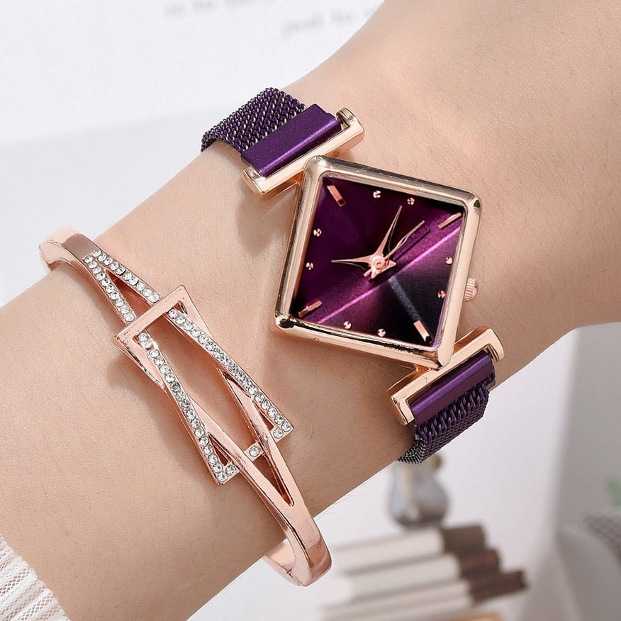 Women Square Watch Luxury Ladies Quartz Magnet Buckle Gradient Color Watches Relogio Feminino For Gift Clock - AFFORDABLE QUALITY SHOP