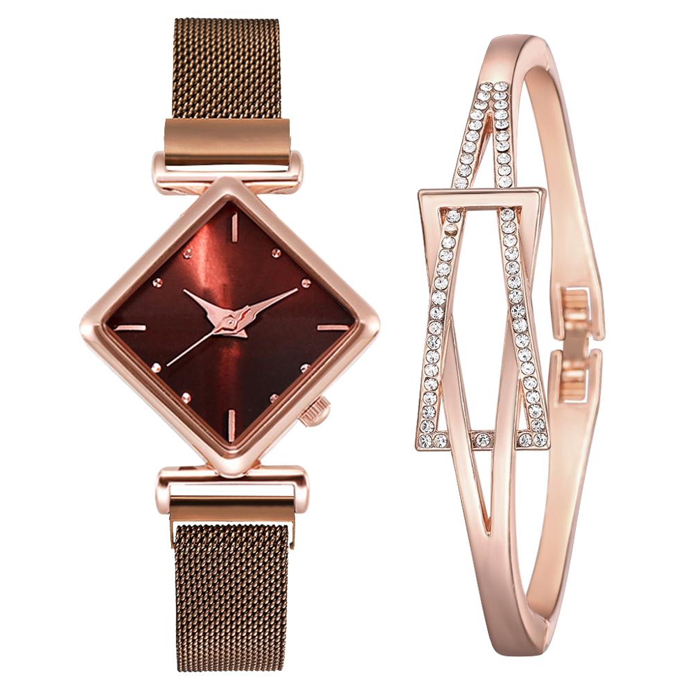 Women Square Watch Luxury Ladies Quartz Magnet Buckle Gradient Color Watches Relogio Feminino For Gift Clock - AFFORDABLE QUALITY SHOP