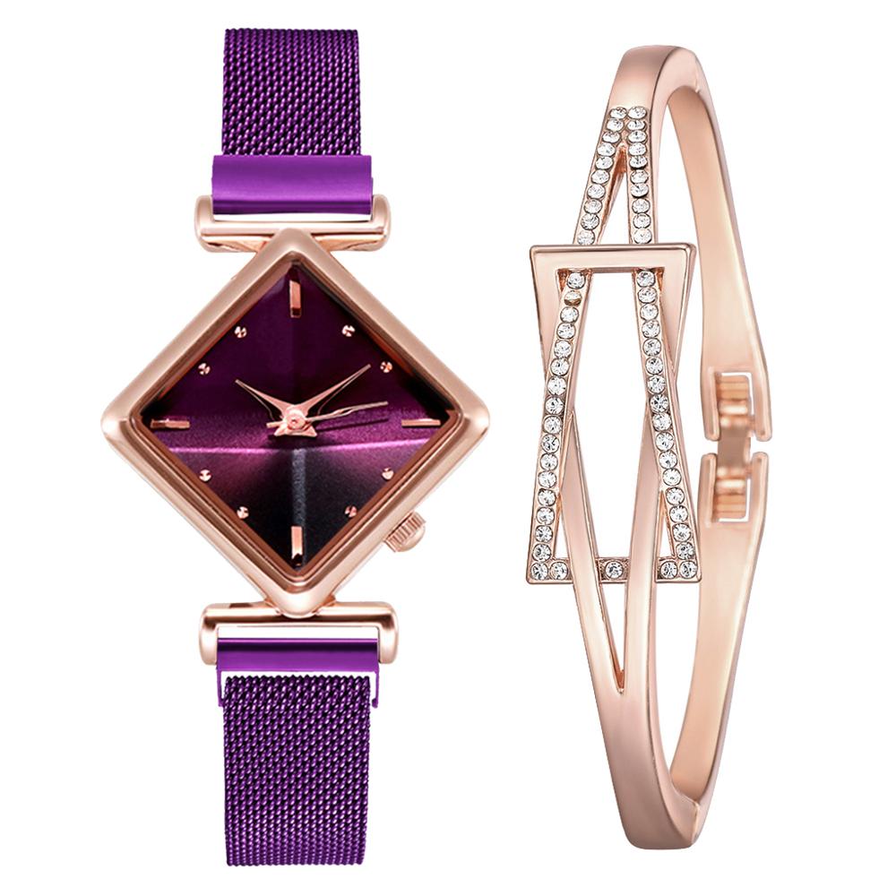 Women Square Watch Luxury Ladies Quartz Magnet Buckle Gradient Color Watches Relogio Feminino For Gift Clock - AFFORDABLE QUALITY SHOP